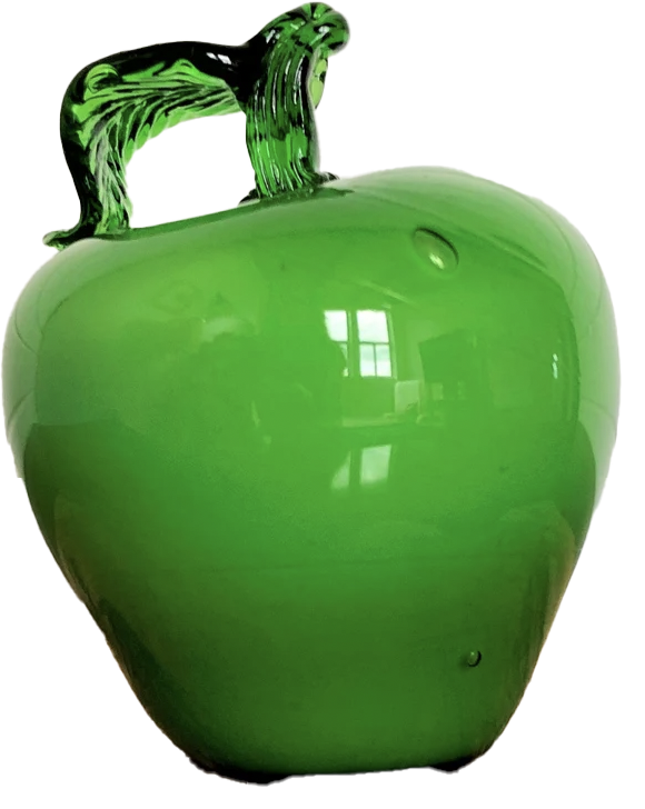 a green apple made of glass