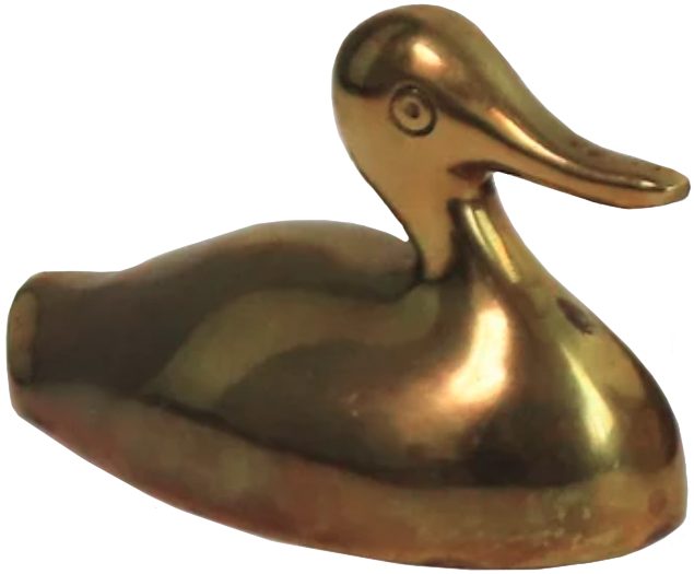 a duck statuette made of brassk